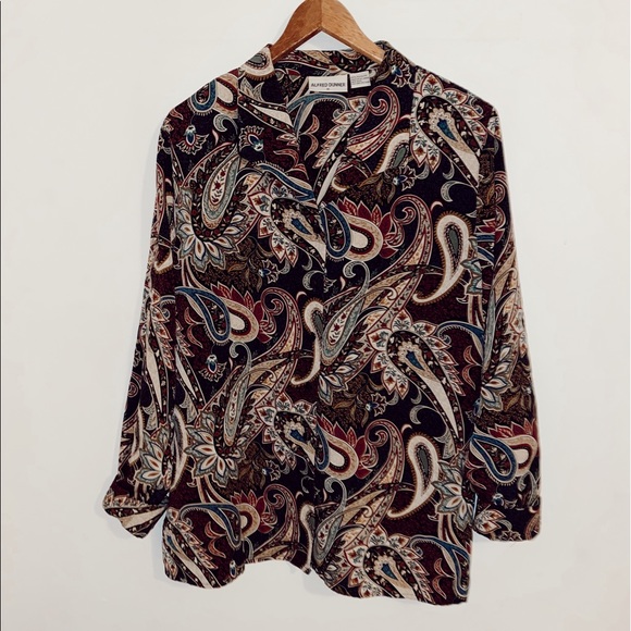 Alfred Dunner Paisley Button Down Vintage Top - Picture 3 of 4